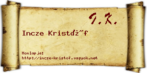Incze Kristóf névjegykártya